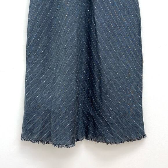 ATM Anthony Thomas Melillo Linen Racerback Metallic Stripe Chambray Dress - Med - Picture 9 of 14